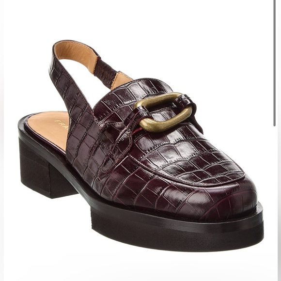 Frame Denim Shoes - Le Begonia Croc-Embossed Leather Slingback Loafer